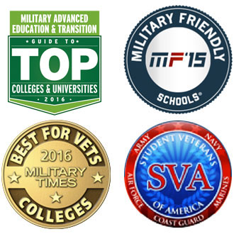 4 badges from organizations endorsing the Center as a military-friendly school