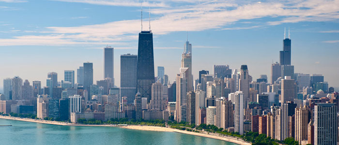 aerial view of Chicago's skyline