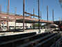 Construction site, August 12, 2014. First vertical steel beams in place.