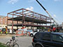 Construction site, August 26, 2014. Third floor of steel beams in place.