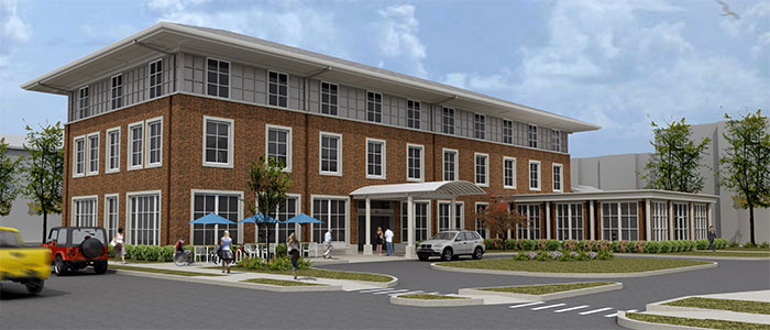 artist's rendering of building for Wounded Veterans Center